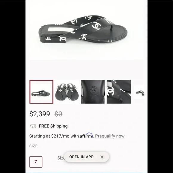 Chanel Logo Thong Sandals